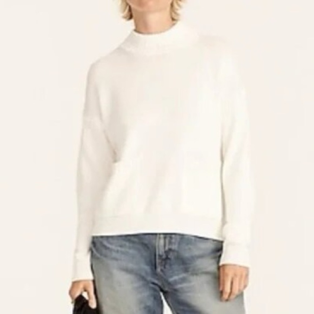 J crew Cotton-cashmere patch-pocket mock neck Boyfriend Relax fit sweater Sz S